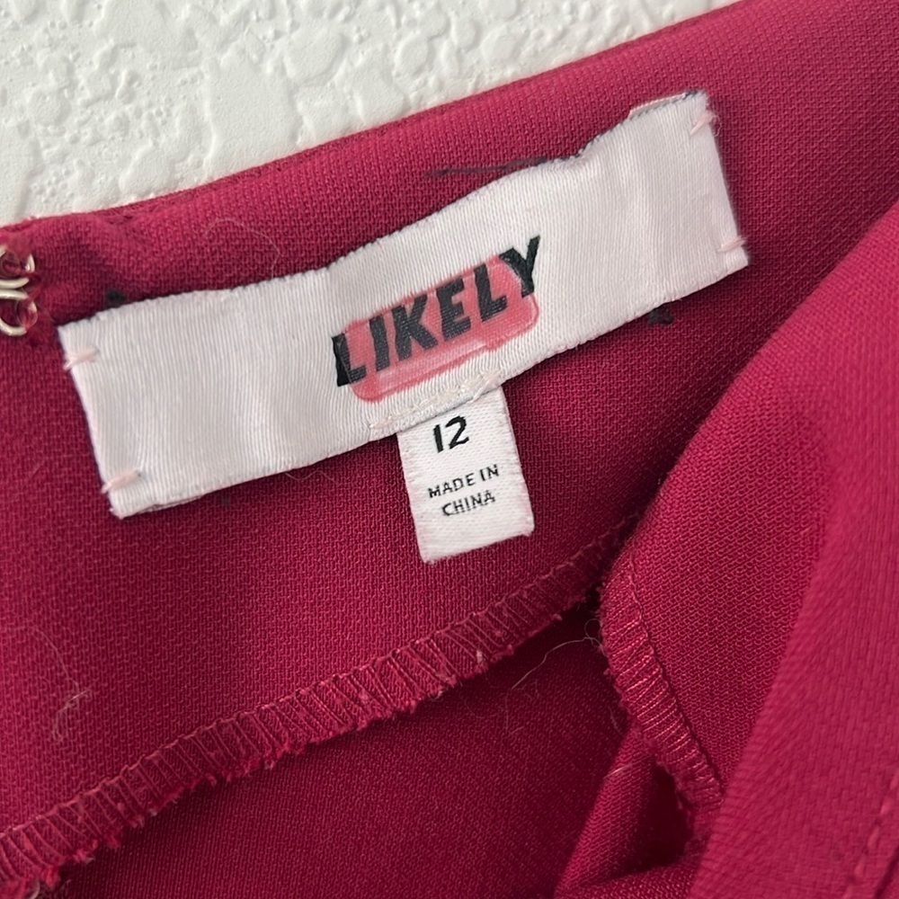 Likely Packard Dress in Raspberry‎ One-Shoulder Fitted Cocktail Party Size 12 - Picture 9 of 9